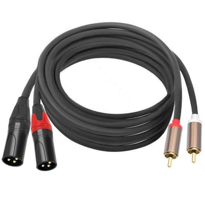RCA to XLR HiFi Audio Cable 5 Feet, 2 RCA Male to 2 XLR Male, Black with Red/Black Tail, 4N OFC Wire and Gold-Plated Conductors for Amplifier, Mixer, Microphone - size: 5FT, style: 2 RCA Male to 2 XLR Male