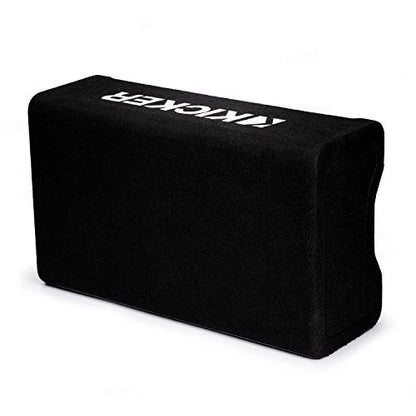 Kicker 48CDF104 Comp 10" Subwoofer Down-Firing Enclosure 4 Ohm (Renewed) | Loaded 10 inch sub and box combo ready to wire, floor-facing bass output, fits trunks and cargo areas, simple amp hookup