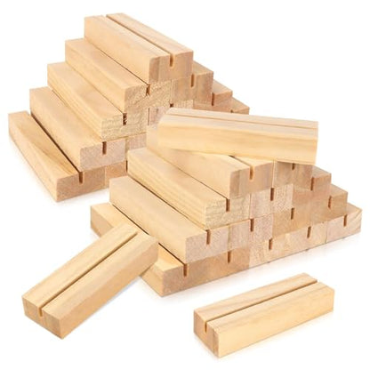 30Pcs 3.9x1.4 Inches Wood Table Number Stands, Wooden Place Card Holders, Acrylic Sign Holders for Wedding, Ceremony, Birthday, Party, Home Decoration, Events (3mm Slots) - size: 30 Pcs- L 3.94"- Slots 3mm