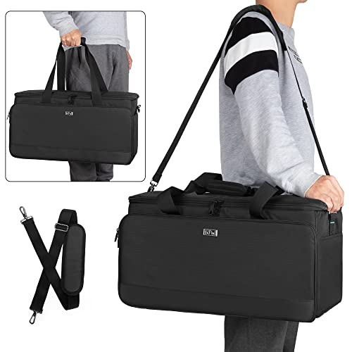 LoDrid Large Cable File Bag with Padded Bottom for Music Equipment, Black | Detachable Dividers, Multiple Pockets for 15.6" Laptop, DJ Gear, Sound Instrument