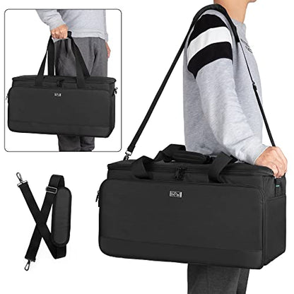 LoDrid Large Cable File Bag with Padded Bottom for Music Equipment, Black | Detachable Dividers, Multiple Pockets for 15.6" Laptop, DJ Gear, Sound Instrument