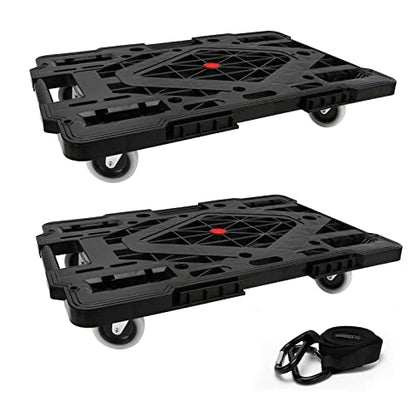 Nellyke Furniture Movers with Wheels, 2 Pack Large Furniture Dolly, 880 Lbs Capacity with 120in Rope, Connectable and Portable Dollies for Heavy Appliance, Black - color: Black/2 Pack-lar