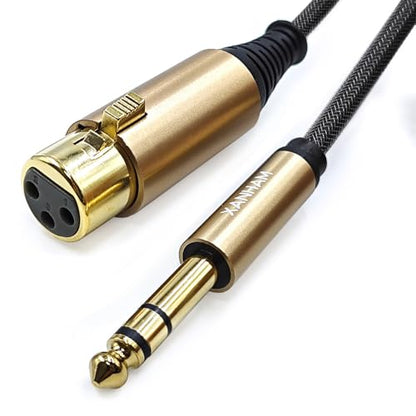 XLR Female to 1/4 Inch(6.35mm) Male 16 Feet/5 Meter TRS Balanced Cable XLR to Quarter Inch Jack Patch Cord for Speaker and Microphone - size: 5 meters