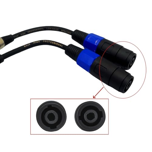 Sam&Johnny Speakon Female to 1/4" Male TS Speaker Cable Adapter - Professional Audio Connector Cable Heavy Duty Speakon Cable for PA System Amplifier (2 Pack, 6 Inch)