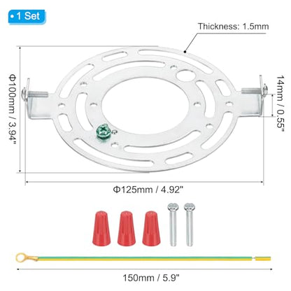 PATIKIL 125mm (4.9") Universal Light Fixture Mounting Bracket Kit, Light Crossbar Round Ceiling Plate with Screw for Wall Lights Ceiling Lighting Pendant Chandelier - size: 125mm