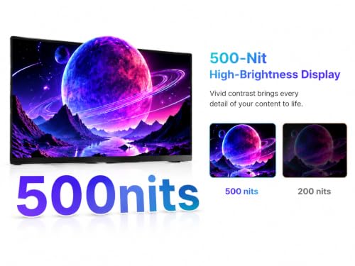 17.3" 2.5K Wireless Portable Monitor with Built‑in 8000mAh Battery 4H, AirPlay & Miracast, 2560x1400 IPS Matte HDR, 125% sRGB, 500 Nits, VESA, Auto Rotation for Phone/Tablet, USB‑C & Mini HDMI - size: 17.3