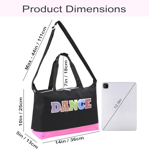 Garment Dance Shoulder Bags for Girls, Teen Dancers, Costumes, Boys | Holographic Glitter Dance Bag for Kids - color: Dance Black & Pink