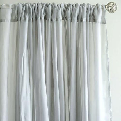 TABLECLOTHSFACTORY 10FT Fire Retardant Silver Sheer Voil Curtain Panel Backdrop - Premium Collection - color: Silver, size: 120"W x 120"L (Pack of 1)