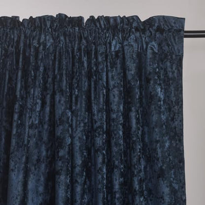 Luxury Crushed Dusty Blue Velvet Curtains 2 Panels Set - 84 inches Long Room Darkening Luxury Distressed Velvet Rod Pocket Window Drapes for Living Room Bedroom 52" W x 84" L - color: Dusty Blue, size: 52"W x 84"L (Pack of 2)