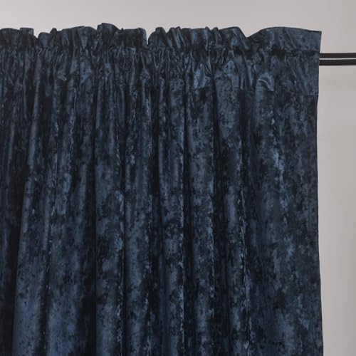 Luxury Crushed Dusty Blue Velvet Curtains 2 Panels Set - 96 inches Long Room Darkening Luxury Distressed Velvet Rod Pocket Window Drapes for Living Room Bedroom 52" W x 96" L - color: Dusty Blue, size: 52"W x 96"L (Pack of 2)