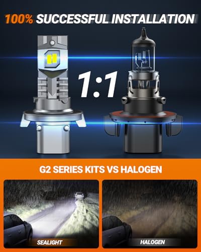 SEALIGHT F1 H13 H10 Light Bulbs Combo, 60000LM 6500K Ultra-Brigh 1:1 Design 9008 H13 Bulbs and 9145 H10 LED Fog Light Bulbs for F150 2004-2014, Quick Install, Plug and Play, Pack of 4 - color: White, size: H13 H10