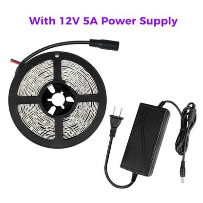 Super Bright 60 Watts UV Black Light LED Strip, 16.4FT/5M 3528 300LEDs 395nm-405nm Waterproof IP65 Blacklight Night Fishing implicitly Party with 12V 5A Power Supply - color: Waterproof, size: 60Watts
