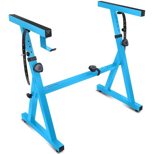 Liquid Stands Piano Keyboard Stand - Z Style Adjustable and Portable Heavy Duty Music Stand for Kids and Adults -Fits 54-88 Key Electric Pianos - Sturdy Musical Keyboard Stand (Light Blue) - color: Light Blue