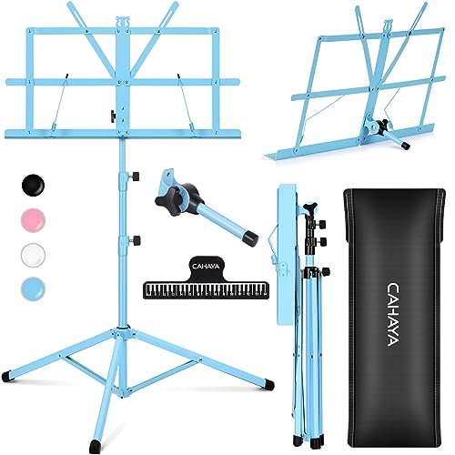 CAHAYA Sheet Music Stand Portable Folding Dual Use Desktop Book Holder Blue - color: Blue, style: Standard Version