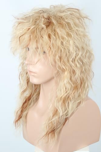 70's 80's Rock Mullet Wig Blonde Curls Halloween Costume Fashion Wigs Fancy Party Accessories Wigs - color: Golden/10