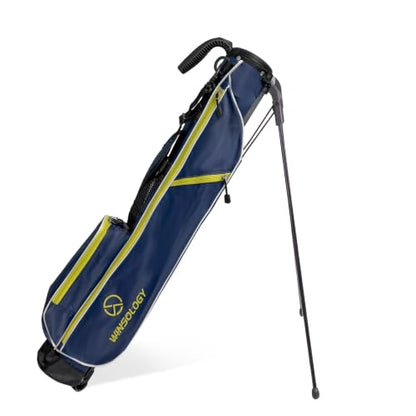 Small Golf Stand Bag Lightweight Golf Easy Carry Bag with Strap and Stand for The Driving Range, Par 3 and Executive Courses Small Golf Bags for Men or Women. - color: NAVY/YELLOW