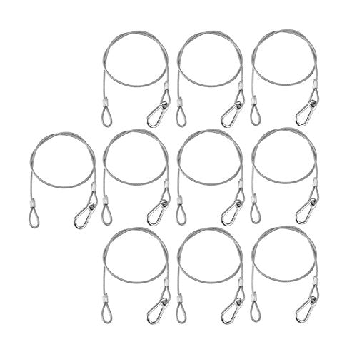 MFL. Stage Lights Safety Cables 110 lb Load Duty 31.5'' Stainless Steel Security Rope for Party Lights DJ Light Stage Lighting, Silver, Pack of 10 - size: 31.5'', 110 lb Load, Silver