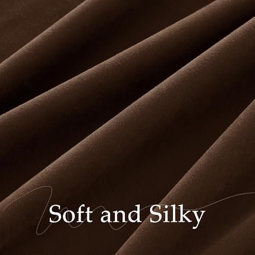 NICETOWN Brown Velvet Curtains 96 inch Long 2 Panels for Living Room - color: Brown, size: 52"W x 96"L (Pack of 2)