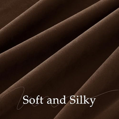 NICETOWN Brown Room Darkening Velvet Curtain & Drapes 120 Inch Length - color: Brown, size: 52"W x 120"L (Pack of 2)