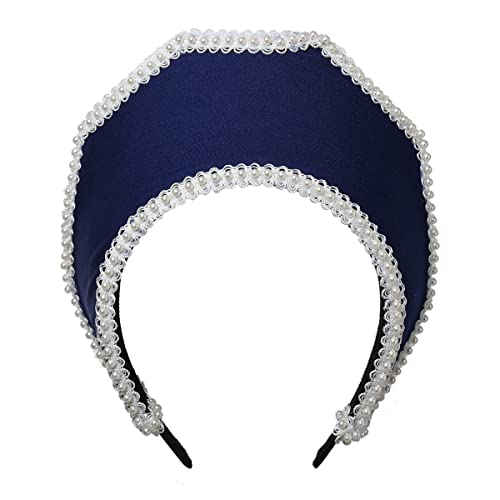 BPURB Victorian Vintage Headwear for Women Elizabethan Tudor Coronet Pilgrim Costume Accessory Anne Boleyn Hat - color: Navy Blue