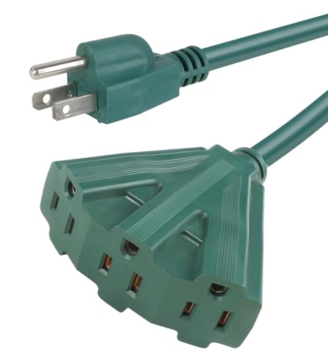 MaxWorks 51202 Heavy Duty 3-Ft Extension Cord (3 Pack), 16/3 SJTW, 3-Outlet, 125V/15A/1875W, ETL Approved, Indoor/Outdoor Use, Green – Converts 1 Outlet to 3 - size: 3-Pack