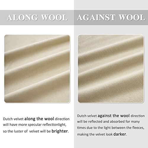 MASWON Velvet Curtains Extra Long 14ft Length, 52" W x 168" L, Beige, Cream | Super Soft and Comfortable, Thermal Insulated, For High Ceiling Living Room Bedroom, Easy to Clean and Maintain, 1 Panel