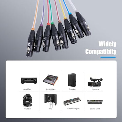 Toronce 8 Channel Professional Multi-Media Snake Cable 8 Pairs Male to Female 3 Pin XLR Balanced Audio Extension Cable (15Feet) - size: 8-Channel _15Ft