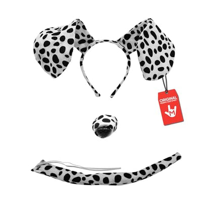 Morph Unisex-Adult Puppy Floppy Dog Ears Headband, Nose and Tail Set, Accessory Kit for Costume Events & Party - color: Black/White