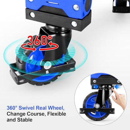 Folding Hand Truck Dolly,330lb Cart+1 Folding Basket,4to2 Wheel Moving Blue | Dolly Cart with Retractable, Aluminum Alloy & Cast Iron Build, Nylon Wheels,Compact Fold,for Moving,Office,Delivery,Outdoor - size: 330LB Blue-B