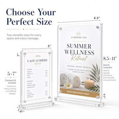 5×7 Acrylic Sign Holder,2Pack | Double-sided display,Quick page turning,High definition,Double-sided protective film ,Versatile for multiple scenarios - color: 2Pack 5x7 Inch