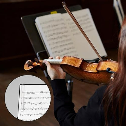 6 Pcs Clear Acrylic Music Stand Clips and Sheet Music Page Holders | Transparent, Reading Clips Hold Pages On A Music Stand, For Wind Musicians, Rehearsals, Practice, and Outdoor Performances