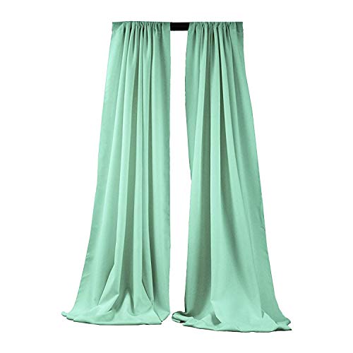 New Creations Fabric & Foam Inc, 5 Feet Wide by 9 Feet High Polyester Backdrop Drape Curtain Panel (2 Panels 5 Ft Wide x 9 Ft High) (Aquamarine) - color: Aquamarine