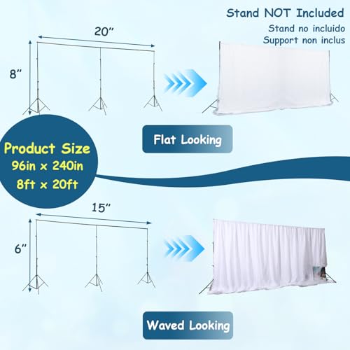 Extra Wide Two Layers One Piece Trade Show Booth Backdrop, White, 20x8ft | Chiffon Tulle & Polyester, Extra Wide Blackout Curtains, Theatrical Backdrops - color: White, size: 96"W x 240"L (Pack of 1)