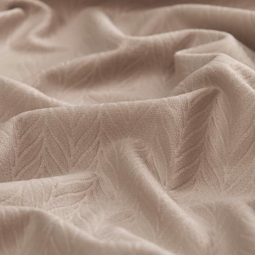 RYB HOME Velvet Curtains 84 inches Long, Blush Pink Back Tab & Rod Pocket Leaves Printed Curtain & Drapes for Living Room Bedroom, W52 x L84 inches, Champagne, 2 Panels - color: *Champagne, size: 52"W x 84"L (Pack of 2)