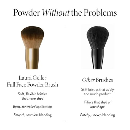LAURA GELLER Full Face Powder Makeup Brush with Wooden Handle in Midnight Black – Foundation, Setting Powder, Blush, Bronzer, Highlighter and Luminizers – Sheer, Even Application and Blending Makeup - style: 07 Full Face Powder Makeup Brush