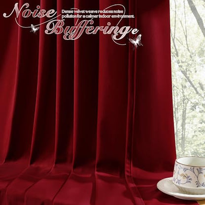 Manyshofu Burgundy Velvet Curtains, 2 Panels Blackout 52x84 | Luxurious Velvet Feel, Thermal Insulated Noise Reducing, Dual Back Tab And Rod Pocket Hanging, Machine Wash Fade-Resistant - color: Burgundy, size: 52"W x 84"L (Pack of 2)