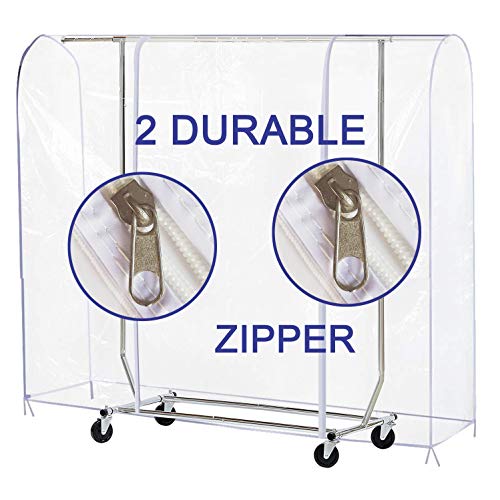 Ruibo Clear Garment Rack Cover Dustproof Clothes Rack Cover with 2 Durable Zipper/Clothing Waterproof Protector (L:71x20x60 inch) - size: L/71x20x60 inch