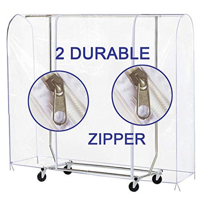 Ruibo Clear Garment Rack Cover Dustproof Clothes Rack Cover with 2 Durable Zipper/Clothing Waterproof Protector (L:71x20x60 inch) - size: L/71x20x60 inch