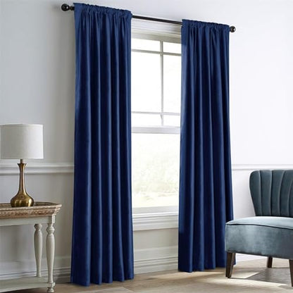Dreaming Casa Royal Blue Velvet Room Darkening Curtains for Living Room Thermal Insulated Rod Pocket Back Tab Window Curtain for Bedroom 2 Panels 52" W x 96" L | Rod Pocket & Back Tab Top, Blackout Thermal Insulated Window Treatment Drapes for Living Room