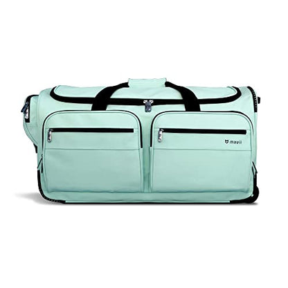 Mavii Dance Bag with Garment Rack, 28 Inch Rolling Duffel, Ideal for Competitions & Travel, Water-resistant/Wipe-clean Fabric, Lightweight Aluminum Rack, Wheeled Upright Luggage, Mint - color: Mint 28"