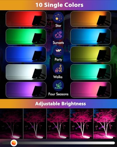 MEIKEE 60W RGB LED Flood Lights Outdoor 6000LM Color Changing Floodlights