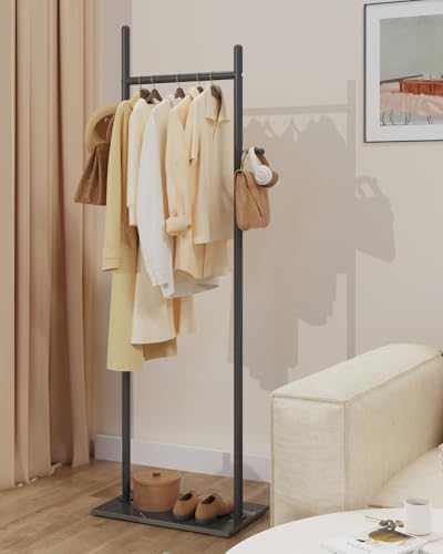 Coat Rack Freestanding, Clothes Rail, 19.7x11.8x68.9 In, Black | Modern Garment Rack with 2 Hooks and Heavy Rock Slab Base, Industrial Metal Clothing Hanger Stand for Entryway, Living Room - color: Black, size: 11.8 x 19.7 x 68.9 In