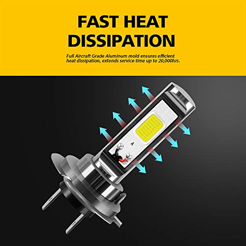 AUXLIGHT H7 H7LL LED Fog Light Bulbs 6000K Xenon White, Super Bright High Power COB Chips LED Fog Daytime Running Lights DRL Bulbs Replacement for Cars, Trucks (Pack of 2) - size: H7