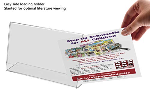 Marketing Holders 2 Pack Acrylic Sign Holder for 5" x 3" Printed Materials Clear Slant Back Plexiglass Countertop Side Load Graphic Image Display for Retail Stores Hotels Offices and Restaurants - size: 5"W x 3"H