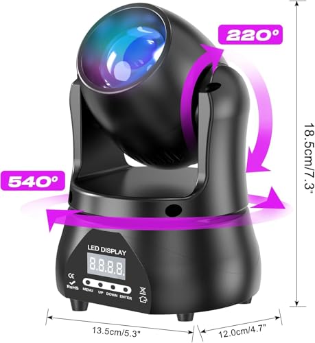 U`King 40W LED Moving Head Light RGBW Beam Lighting Stage Lights with DMX Sound Activated Auto Mode for Parties Wedding Clue Live Band Show Church - 2 Pack
