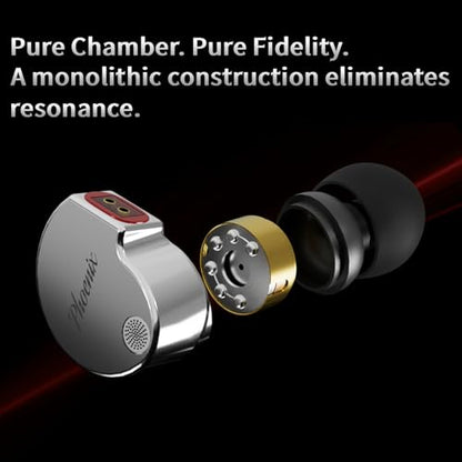 CCA Phoenix in-Ear Monitor Headphones, Dual-Magnet Dynamic Driver IEM with HiFi Clear Sound & Deep Bass, Full-Metal Professional Gaming Earbuds for Musicians, Singers, and Audiophiles(3.5mm Plug) - color: Silver, style: Without Mic,3.5mm