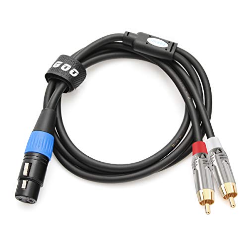 JOLGOO Unbalanced XLR Female to Dual RCA Y Splitter Breakout Cable, 1 XLR Female to 2 RCA Male Y Breakout Cable Adapter Cord, 3.3 Feet - size: 3.3 Feet, style: XLR Female to Dual RCA Male