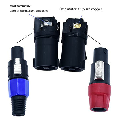 speak on 2Pcs Professional Speakon to 1/4 Inch ts Speaker Cable for pa jack Pair 18 awg Gauge Male Audio port plug Amplifier Connection dj amp Heavy Duty bocina Cord Wire ft with Twist Lock(6 feet) - size: 6 feet