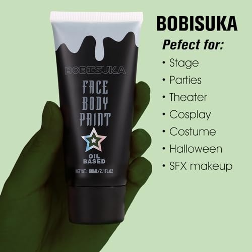 BOBISUKA Green Face Paint, Blendable Cream Body paint, Eye Black for Sports Baseball Softball Football, Face Painting Kit for Zombie, Monster, Camo, Witch Halloween Cosplay, Costume, Parties - color: Green