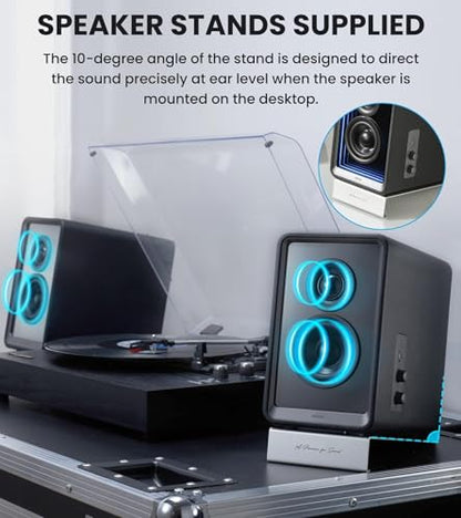 Edifier QR65 RGB Light Desktop Active Monitor, 70W RMS, Hi-Res Audio, Black | LDAC Bluetooth 5.3, 2.75" Long-Throw Aluminum Diaphragm mid-Low Drivers, 65W TurboGaN Charging, SUB Out, Multi Inputs, Stands - color: Black